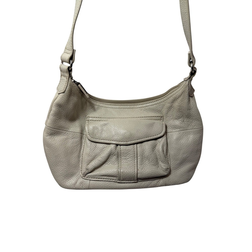 Fossil Pebble Leather Hobo Beige Genuine Leather Handbag Casual Chic